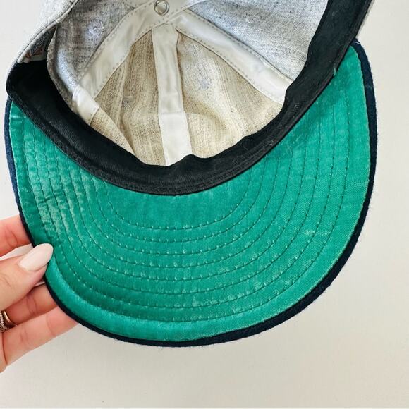 EBBETS FIELD Grey Flannel Brown Leather Snapback Adjustable Baseball Hat Cap - Picture 8 of 10